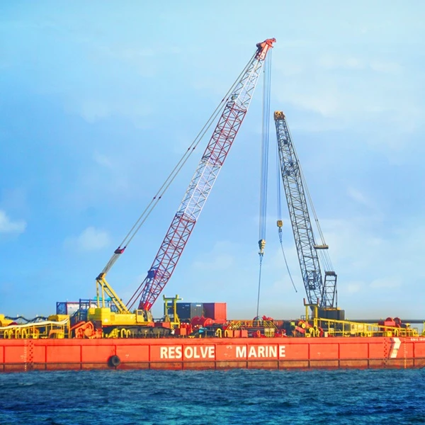 Resolve Marine barge with a large crane is pictured