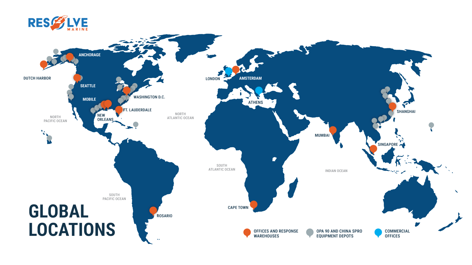 Map of Resolve's facility locations around the world